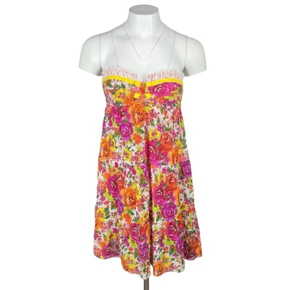 BETSEY JOHNSON Vintage Floral Swim Dress Sz Small - Picture 2 of 7